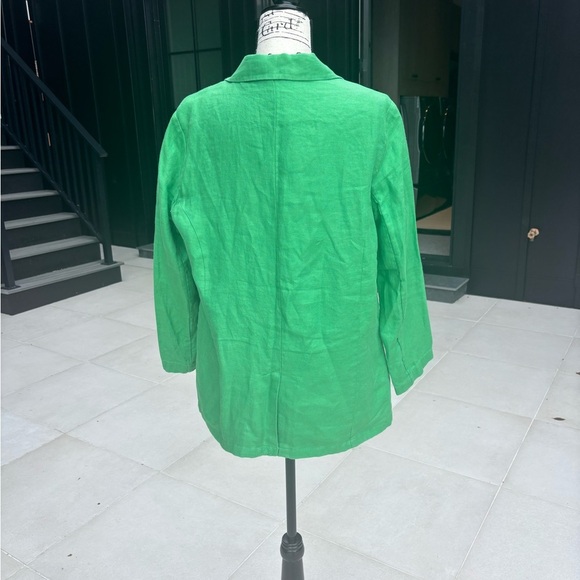 Halston Linen-Blend Oversized Blazer – Bright Green, Size Mediu - Picture 2 of 5
